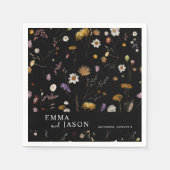 Black Boho Wildflower bruiloft servetten (Voorkant)