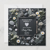 Black Boho Zwangerschapsaankondiging met Sonogram Aankondiging (Voorkant)