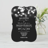 Black Bokeh Parties scintillant Faire-part de mari (Debout devant)