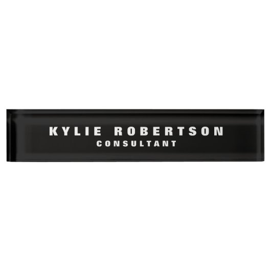Black Bold Legible Professional Trendy Modern Naambordje (Voorkant)