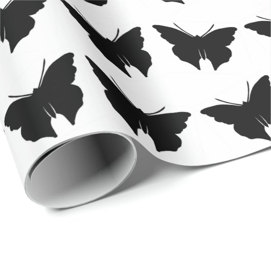 Black Bold Mod Butterflies Cadeaupapier (Rol Hoek)