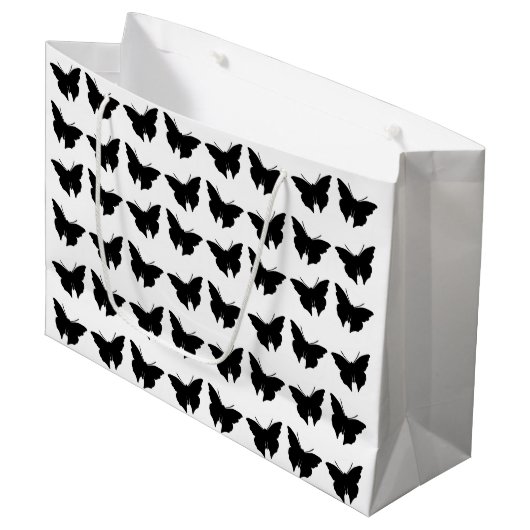 Black Bold Mod Butterflies Large Cadeauzakje (Voorkant Gekanteld)