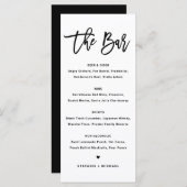 Black Bold Modern Calligraphy Wedding Bar Menu (Voorkant / Achterkant)