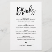 Black Bold Modern Calligraphy Wedding Drinken Menu (Voorkant)