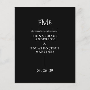 Black Bold Monogramme Programme de mariage moderne