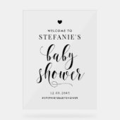 Black Bold Script Baby shower Welkom Acryl Bord (Voorkant)