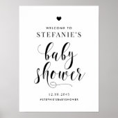 Black Bold Script Baby shower Welkom Poster (Voorkant)