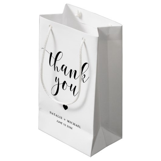 Black Bold Script Wedding Bedankt Cadeautas (Voorkant Gekanteld)