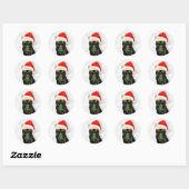 Black Bombay Cat Waterverf Santa Ronde Sticker (Vel)