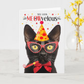 Black Bombay Kat MEOWvelous Verjaardag Kaart (Gele Bloem)