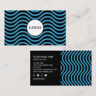 Black Bondi Blue Wave Design Business Card Visitekaartje