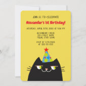 Black Booo De Kat, Grappig Zwart 1e Verjaardag Kaart (Voorkant)