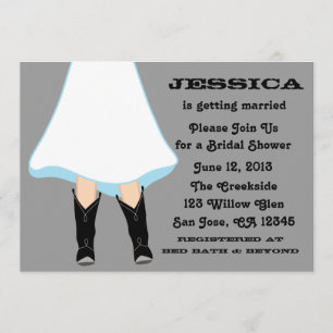 Black Boots Westerne Bridal Shower-uitnodiging Kaart