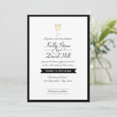 Black Border Champagne Toast de mariage Invitation (Debout devant)