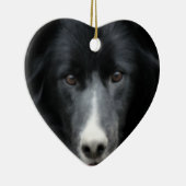 Black Border Collie Face Dog Ornament (Rechts)