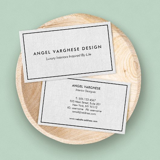 Black Border Grey Linen Professional Visitekaartje