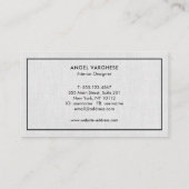 Black Border Grey Linen Professional Visitekaartje (Achterkant)