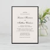 Black Border Ivory Modern Wedding Invitation Kaart (Staand voorkant)