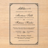 Black Border Muslim Wedding Acryl Uitnodigingen (Voorkant)
