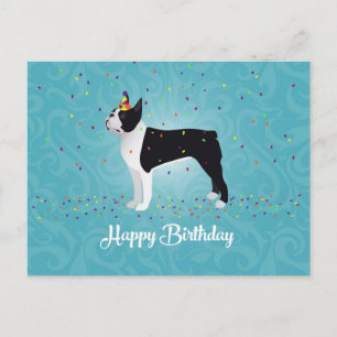 Black Boston Terrier Happy Birthday Design Briefkaart