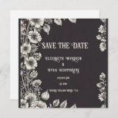 Black Botanical Delight Huwelijksuitnodiging Kaart (Voorkant / Achterkant)