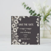 Black Botanical Delight Huwelijksuitnodiging Kaart (Staand voorkant)