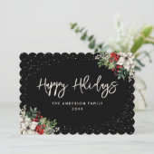 Black Botanical Feestdagenkaart (Staand voorkant)