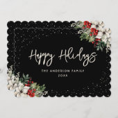 Black Botanical Feestdagenkaart (Voorkant / Achterkant)