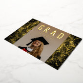Black Botanics Grad Photo Gold Foil Faire-part (Rotation)