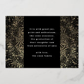 Black Botanics Grad Photo Gold Foil Faire-part (Verso)