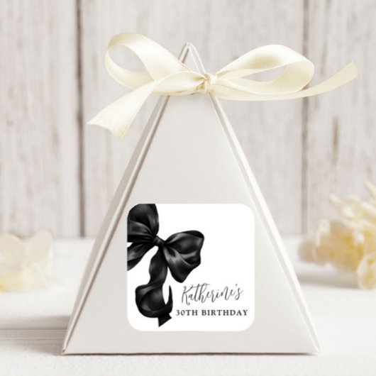 Black Bow 30th 40th 50th Birthday Vierkante Sticker