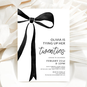 Black Bow 30th Birthday Party Celebration-script Kaart