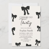 Black Bow 30th Birthday Party Invitation (Devant)