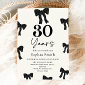 Black Bow 30th Birthday Party Invitation