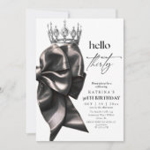  Black Bow 30th Birthday Party Kaart (Voorkant)