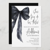 black bow 40th Birthday Party Invitation (Devant / Derrière)