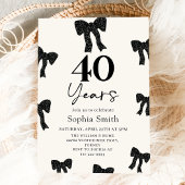 Black Bow 40th Birthday Party Invitation