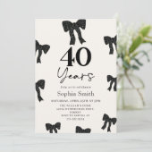 Black Bow 40th Birthday Party Invitation (Debout devant)