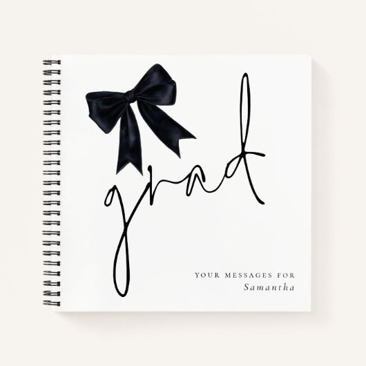 Black Bow Afstudeerder Script Afstuderen gastenboe Notitieboek (Voorkant)