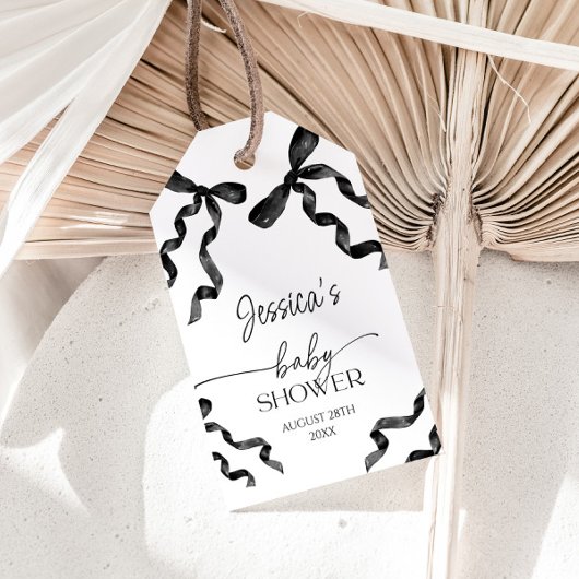 Black Bow-Baby shower Cadeaulabel