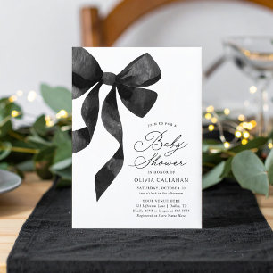 Black Bow-Baby shower Kaart