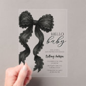 Black Bow Baby shower Minimalist Invitation Acryl Uitnodigingen (Insitu (Draagbaar))