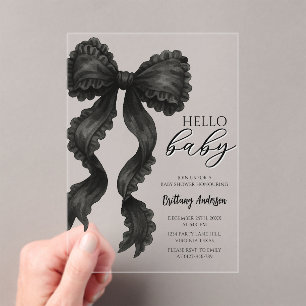 Black Bow Baby shower Minimalist Invitation Acryl Uitnodigingen