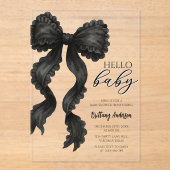 Black Bow Baby shower Minimalist Invitation Acryl Uitnodigingen (Voorkant)