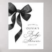 Black Bow Baby shower Welkomstbord Poster (Voorkant)