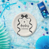 Black Bow Birthday Any Age  Papieren Bordje (Feest)