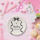 Black Bow Birthday Any Age  Papieren Bordje (Feest)