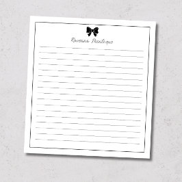 Black Bow Border Handwritten Custom Name Lined  Notitieblok