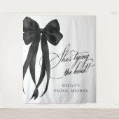 Black Bow Bridal Shower Backdrop Tapestry Wandkleed (Voorkant)