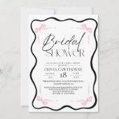 Black Bow Bridal Shower Invitation Kaart (Voorkant)